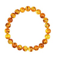 【正佳珠寶】花珀 頂級金紅花珀 7.4-7.8mm 金紅花珀手珠