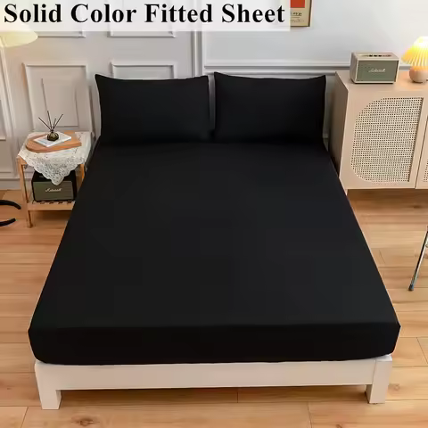 Black Fitted Sheet Home Bed Linen 90x200 Bed Cover with Elastic Band tampa de colchΓ£o Double Bedshee