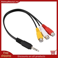 3.5mm Male Plug to 3  Female Audio Video AV Cable 22cm