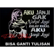 Cutting car window stickers with words written on them. Free I promise, no more reason 23