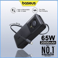 Baseus 65W Power Bank 20000mAh ธนาคารพลังงาน แบตเตอรี่สำรอง PD QC ชาร์จไฟได้อย่างรวดเร็วลิเธียม for 