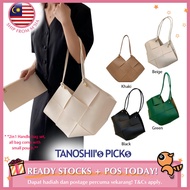Tanoshiis Picks Womens Korean Design 2in1 Faux Leather Premium Quilted Simple BV Cassette Tote Bag