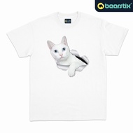 BEARSTIX - White Cat T-shirt - Distro T-shirt - 3D Cat Clothes - White Cat T-shirt