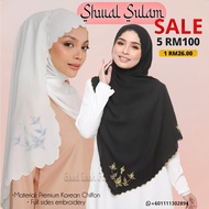 Tudung Raya Shawl Sulam Chiffon korea veil Shawl Nikah Shawl Raya