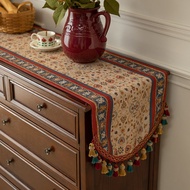 Rumah Ruang Tamu Meja Makan Bendera Amerika Retro Rumbai Teh Bendera Kain Meja Kabinet TV mewah Kain