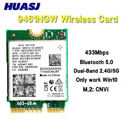 9461NGW WiFi Card AC 9461 2.4G/5G Dual Band 802.11AC M2 Key E CNVI Bluetooth 5.0 Wireless Adapter