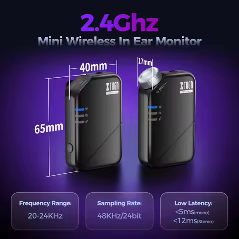 XTUGA J02s Wireless in Ear Monitor System 2.4G Mini Stereo IEM System Low Latency One Transmitter Mo