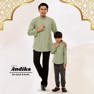HIJAU Men's Andika Kurta Father and Son Set by El Jannah Green (Green) Theme