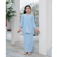 Baju Kurung Dress Muslimah NFH Raya 2025 Kesuma kids Sedondon Ibu Anak Budak Kanak Nude Belacan Blue