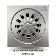304 Stainless Steel Floor Trap|15x15cm Anti-Insect Anti-Odor Bathroom Floor Drain with Filter|EYVIA