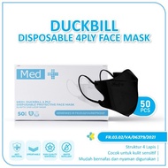 Med+ Masker Duckbill 4Ply Putih/Hitam 50 Pcs / Masker Duckbill Kemenkes Disposable Face Mask