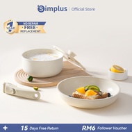 Simplus Detachable Cookware Set 4pcs Removable Handle 24cm Frying Pan 18cm Saucepan with Lid Non-Sti
