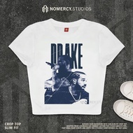 KATUN NORACY.STUDIOS - CROP TOP DRAKE POSTER BLUE | ROCK MUSIC METAL BAND | GRUNGE CROPTOP WHITE SKE