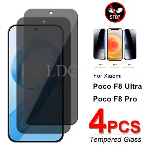 4Pcs Anti-Spy Glass Film For Xiaomi POCO F8 Ultra Glass POCO F8 Ultra Privacy Screen Protector Film 