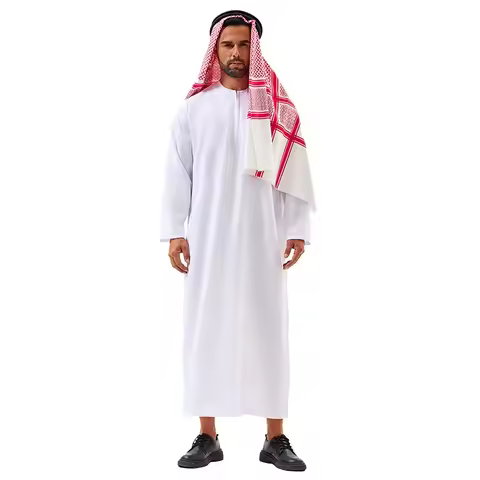 Arabic Traditional Costume for Men Dubai Sheikh Robe Set Middle Eastern Outfit