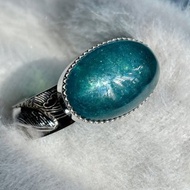 魔鬼海藍寶大蛋面純銀設計手鐲 I 鯨遊星海 靜謐之聲