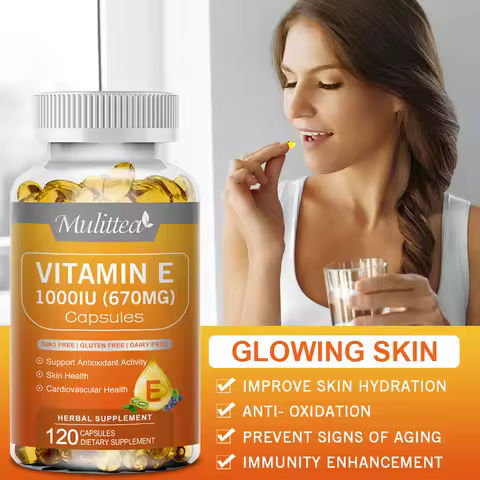 Mulittea Vitamin E Capsules Helps Blood Birculation and Antioxidant &Brightens Skin Tone Daily Vitam