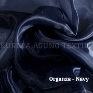 Kain Organza Premium Silk Kain Kaca per 0.5meter warna NAVY TERBARU 2023 Bahan Dress Outer Dekorasi