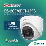 CCTV HIKVISION DUAL LIGHT DS-2CE76D0T-LPFS 2MP INDOOR 1080P AUDIO