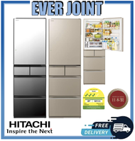 [Free Gift] Hitachi R-HWS480KS [364L] Made in Japan Fridge + Free Rice Cooker + Free Disposal