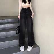 CLASHE Palazzo Jeans High Waist Wide Leg Korean Style Retro style Plus Size Denim Pants For Women