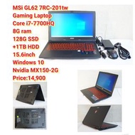 MSi GL62 7RC-201twGaming LaptopCore i7-7700HQ