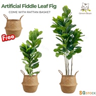 Large Fake Plant Artificial Fiddle Leaf Fig Tree,Decorative Green Tall Fake Ficus ree Plant With Rat