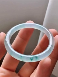 冰種 天然翡翠 緬甸 A玉 玉鐲 • 冰種飄花翡翠圓鐲