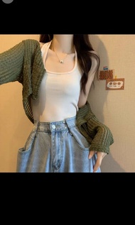 y2k igable顯瘦 鏤空 防曬 針織 開衫女秋配 掛膊吊帶 外搭 罩衫 夏天 薄款 短款 披肩 外套 小坎肩