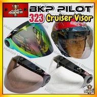 BKP 323 BKP Pilot Cruiser 3 Button Pin Visor V-Shape For BKP MHR MS88 NS88 SGV 99 Cermin Topi Keleda