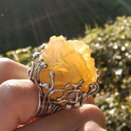 黃螢石原礦手工銀戒 純銀戒指~ **黃龍** ~ Fluorite Silver Ring