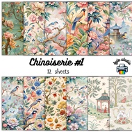 12 Sheets Chinoiserie 1 by byte studio | Premium Paper Craft Junk Journal Stationery