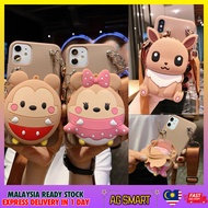 Iphone 7 8 SE 2020 Xs Max 11 Pro 11 Pro Max 12 12 Pro 12 Pro Max 13 Pro 13 Pro Max 14 14 Pro 14 ProMax 15 15 Plus 15 Pro 15 Pro Max cute brown mickey minnie bag pocket bag wallet pouch sling long strap silicon soft case 手机壳