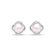 SK Jewellery Interlock Twist Pearl Earrings
