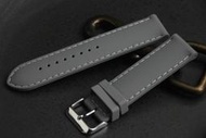 20mm直身~超優手感平面科技灰色高質感矽膠錶帶~白線～智慧錶可用seiko oris
