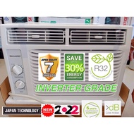 Sharp window type aircon 0.5Hp inverter grade refrigerant R32