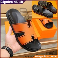 Cowhide slippers, large strappy sandals for men with big feet 28-29cm. Big size leather slippers 45 