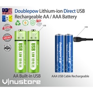 Original Doublepow USB rechargeable AA / AAA Battery | Built-in USB Port / Cable