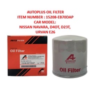 OIL FILTER AUTOPLUS UNTUK NISSAN NAVARA D40T, D23T, URVAN E26 (15208-EB70DAP) PENAPIS MINYAK ENJIN
