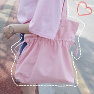 Korea ulzzang fresh canvas DrawString shoulder bag student artistic female handbag simple reusable s