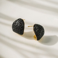 r-Kang Collection AKE3112 ต่างหูเงินแท้ 92.5% Black Cz เพขร Cz สีดำ