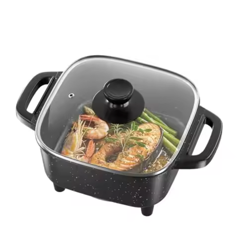 AORAN Electric Frying Pan with Lid Multifunctional Electric Skillet for Frying Grilling Boiling and