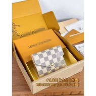 LV Classic Style Flip 30% Off Money White Checkerboard Inner Pink Change Change Wallet Brown Presbyo