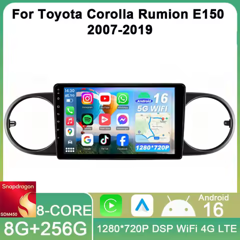 Android 16 Auto for Toyota Corolla Rumion E150 2007-2019 Multimedia Car Radio Monitor Player Autorad