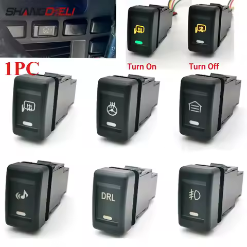 1PC DC12V Car LED DRL Power On Off Front Rear Fog Light Radar Switch Button With Wire for Isuzu KV10