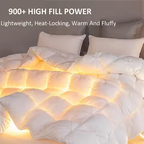 Winter White Goose Dwon Duvet 3D Quilted Luxury Comforter Super Soft Fluffy Five-Star Hotel Style Co