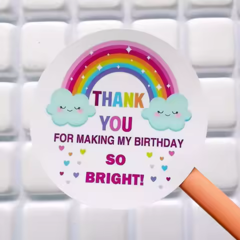 60pcs Birthday Party Thank You Sticker Labels Thank You for Making My Birthday So Bright Stickers Ra