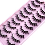 HBZGTLAD 10Pairs 3D Faux Mink Hair False Eyelashes Natural Messy Eyelash Crisscross Wispy Fluffy Las