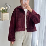 Edmee furry jacket maroon