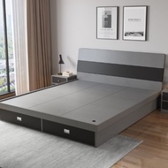 [🔥Free Delivery🚚🔥]Double Bed Tatami Storage BedBed Frame Solid Wooden Bed With Headboard with Mattress With bedside table With drawers Single/Queen/King Bed Frame